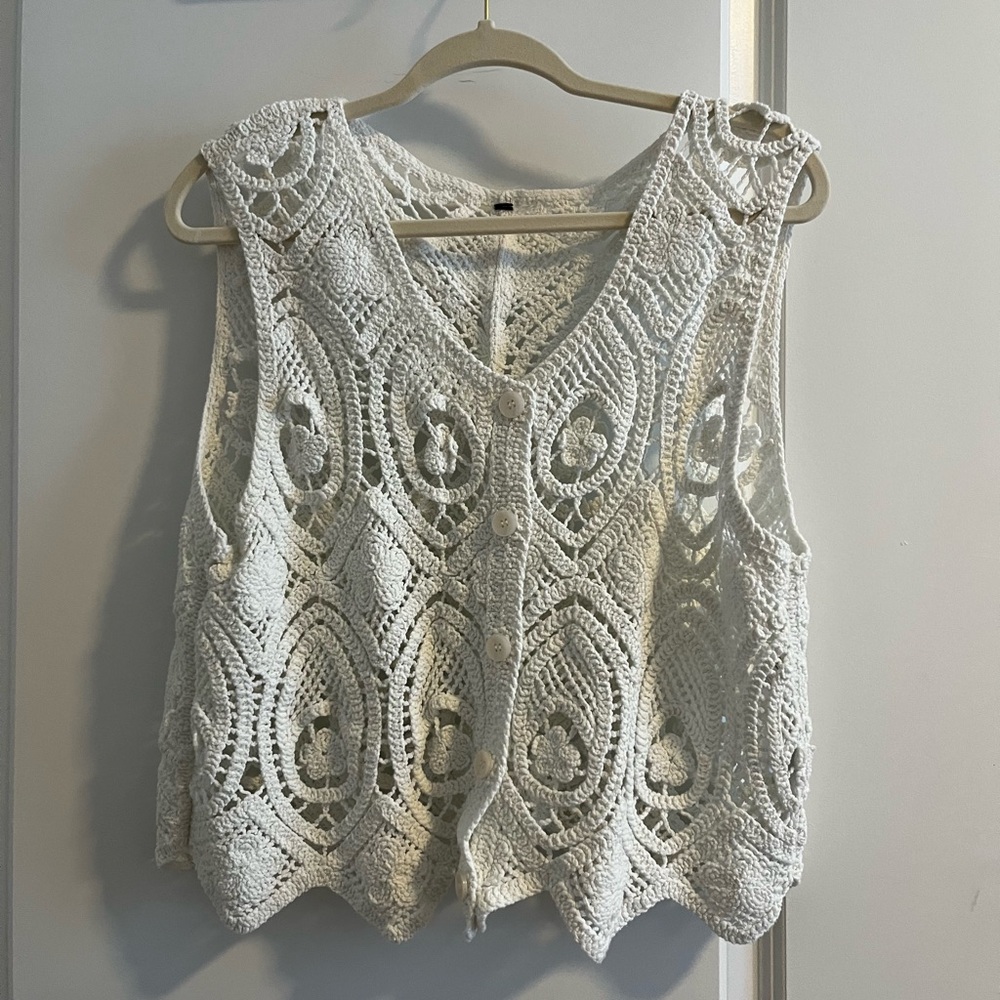 White Crochet Vest